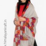 Grey Pure Wool Kullu Handloom Shawl Deep Kinnauri Design