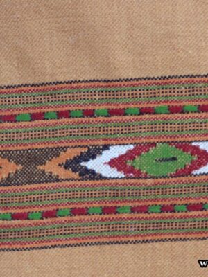Yellow Wool Kullu Shawl Hand Woven Thread Weaving