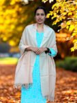 Soft and warm handloom woven Angora wool stole in light grey color, perfect for women, men, and girls, crafted from premium Angora rabbit wool in the Himalayas. Lightweight and cozy, ideal for winter fashion and cold weather wear